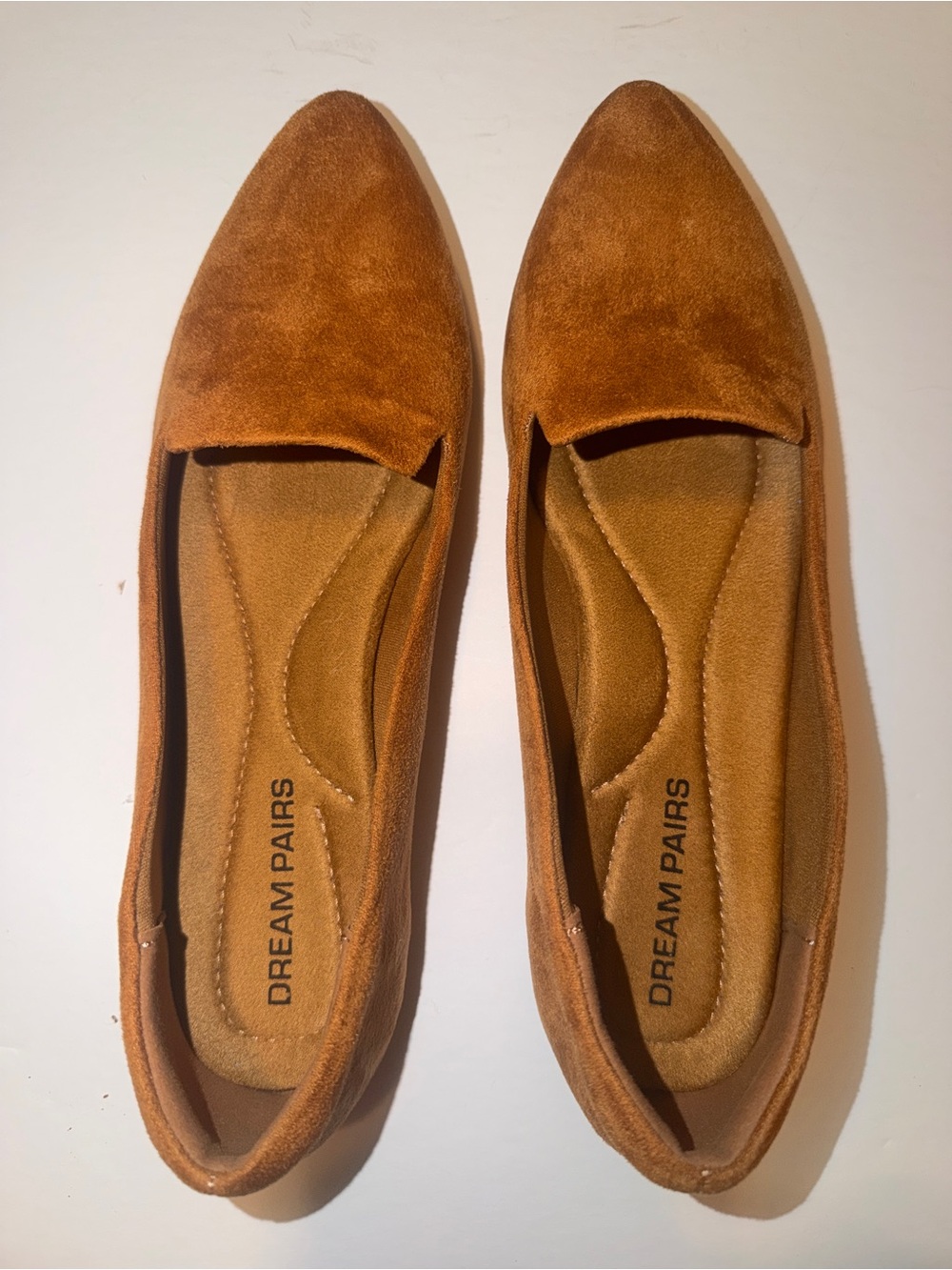 Dream Pairs Women's Tan Faux Suede Pointed Toe Flats